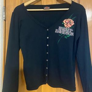 Harley Davidson Snap Front Long Sleeve Tee 🌹
